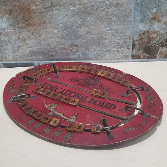 Vintage Cress Educational Board Reversible Red Oval Educational Toy - Picture 10 of 12